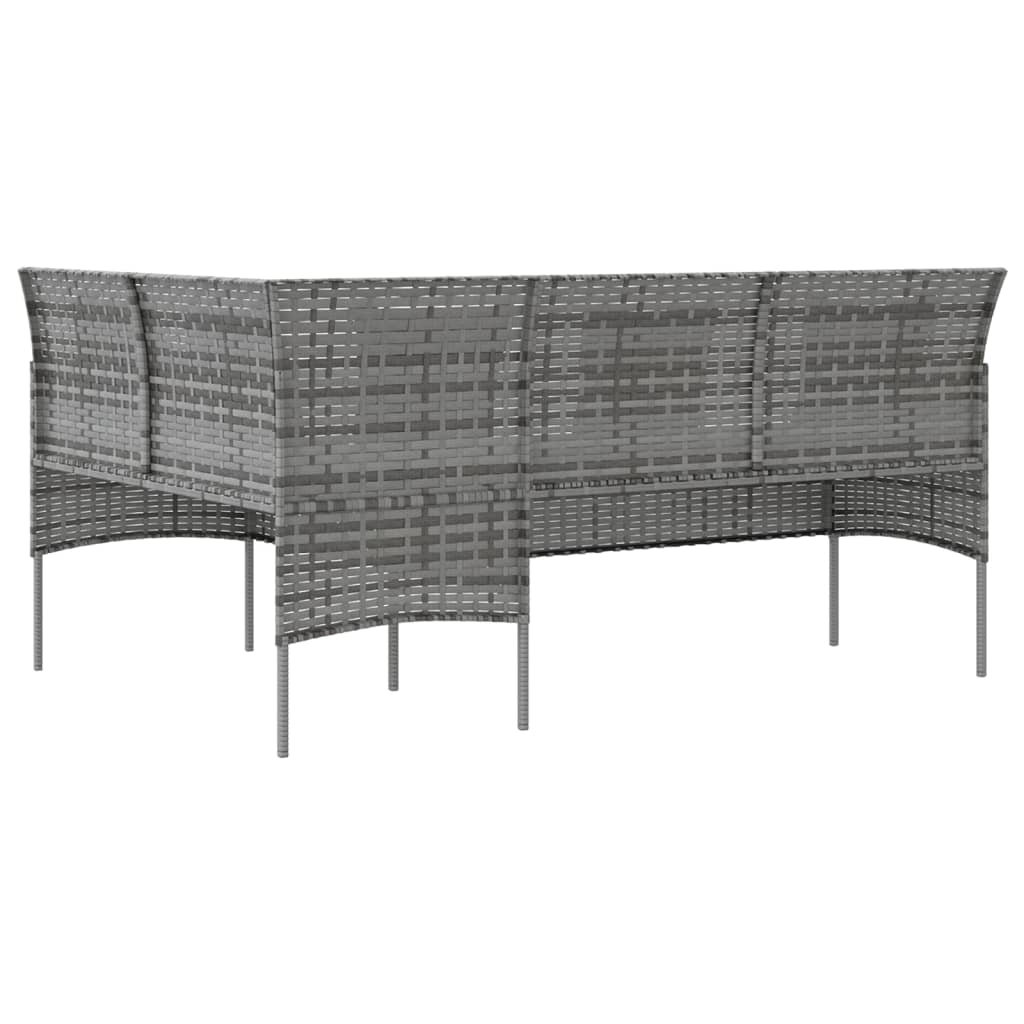 vidaXL L-shaped Couch Sofa with Cushions Poly Rattan Grey 5