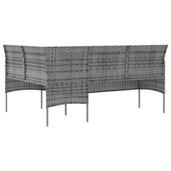 vidaXL L-shaped Couch Sofa with Cushions Poly Rattan Grey 5