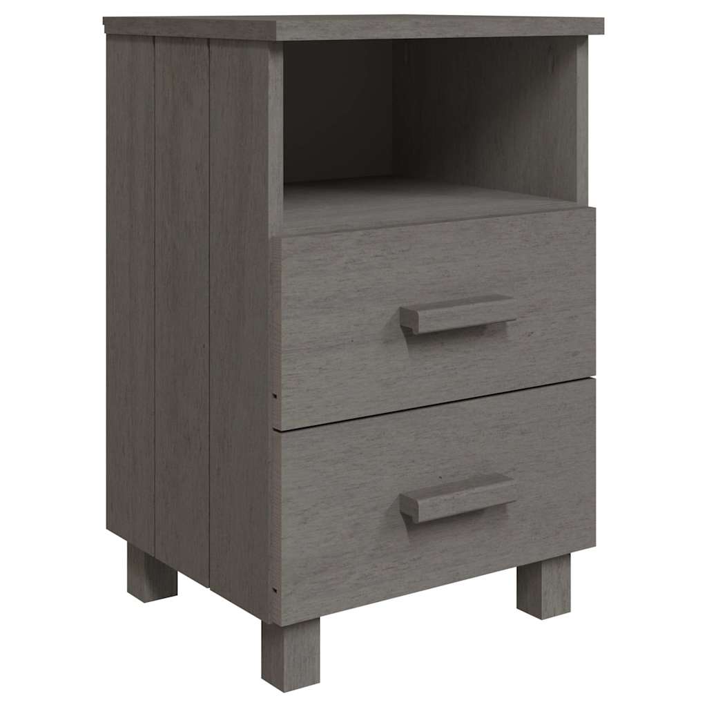 vidaXL Bedside Cabinet | Light Grey | Solid Pinewood | Medium | Bedside Cabinet 2