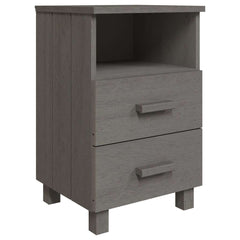 vidaXL Bedside Cabinet | Light Grey | Solid Pinewood | Medium | Bedside Cabinet 2