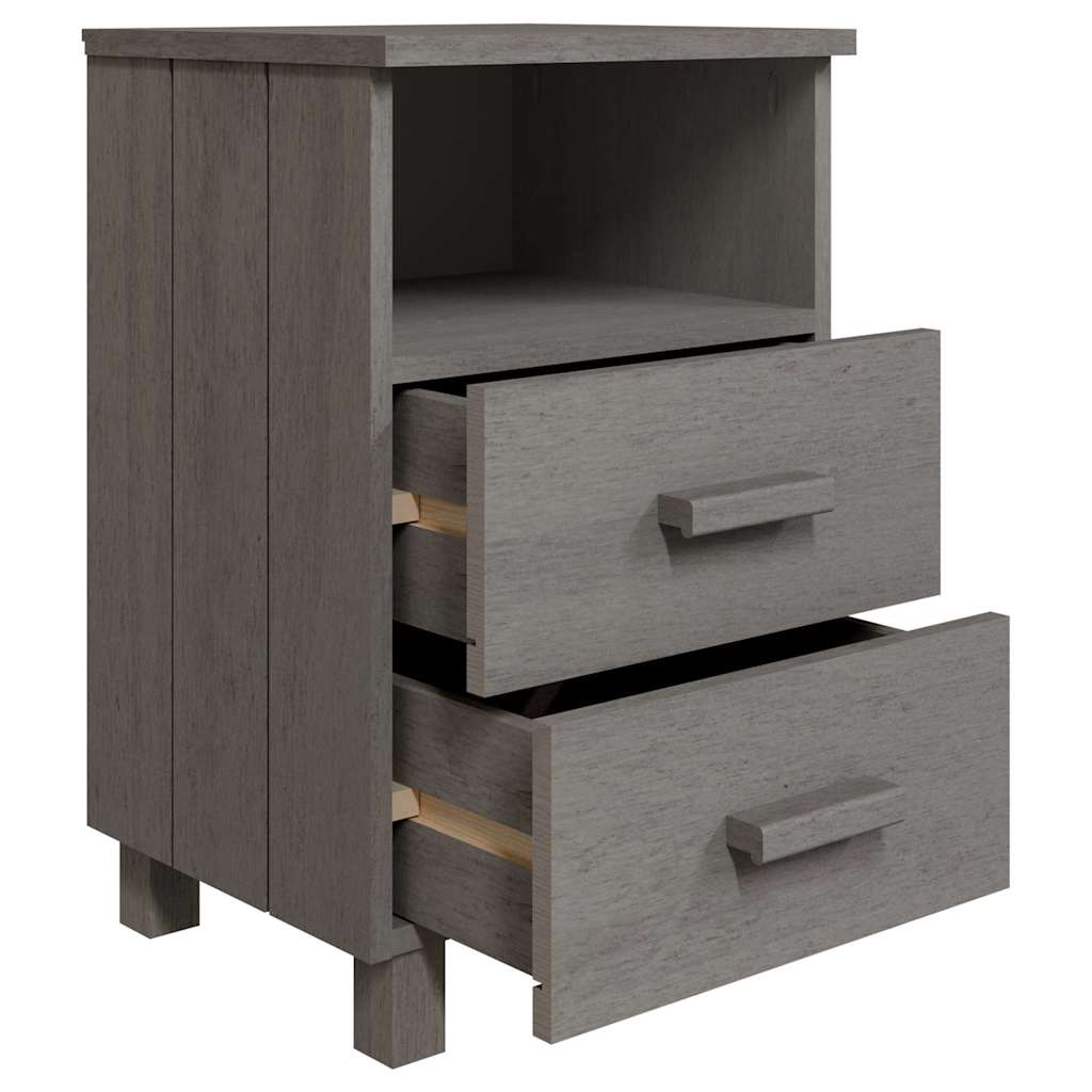 vidaXL Bedside Cabinet | Light Grey | Solid Pinewood | Medium | Bedside Cabinet 5