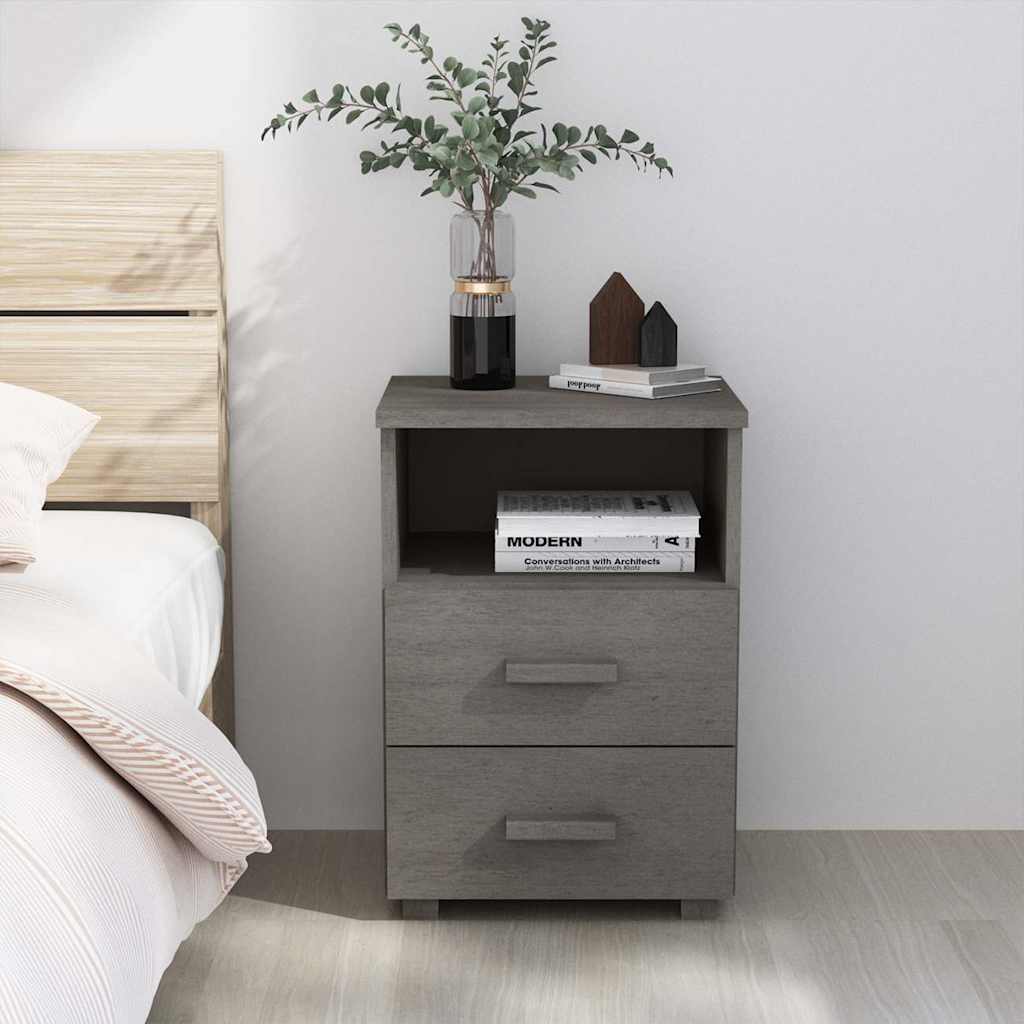 vidaXL Bedside Cabinet | Light Grey | Solid Pinewood | Medium | Bedside Cabinet 1