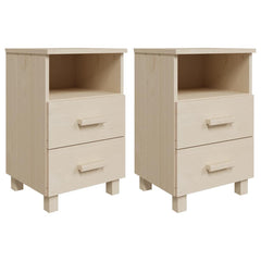 vidaXL Bedside Cabinet | Set of 2 | Honey brown | Solid pinewood, MDF 2
