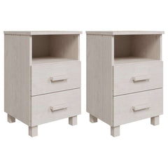 vidaXL Bedside Cabinet | Set of 2 | White | Solid pinewood, MDF | Compact 2