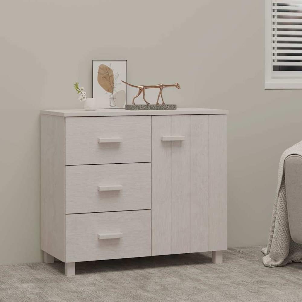 Sideboard "HAMAR" 90x40x80 cm Solid Pinewood White