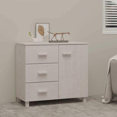 Sideboard "HAMAR" 90x40x80 cm Solid Pinewood White