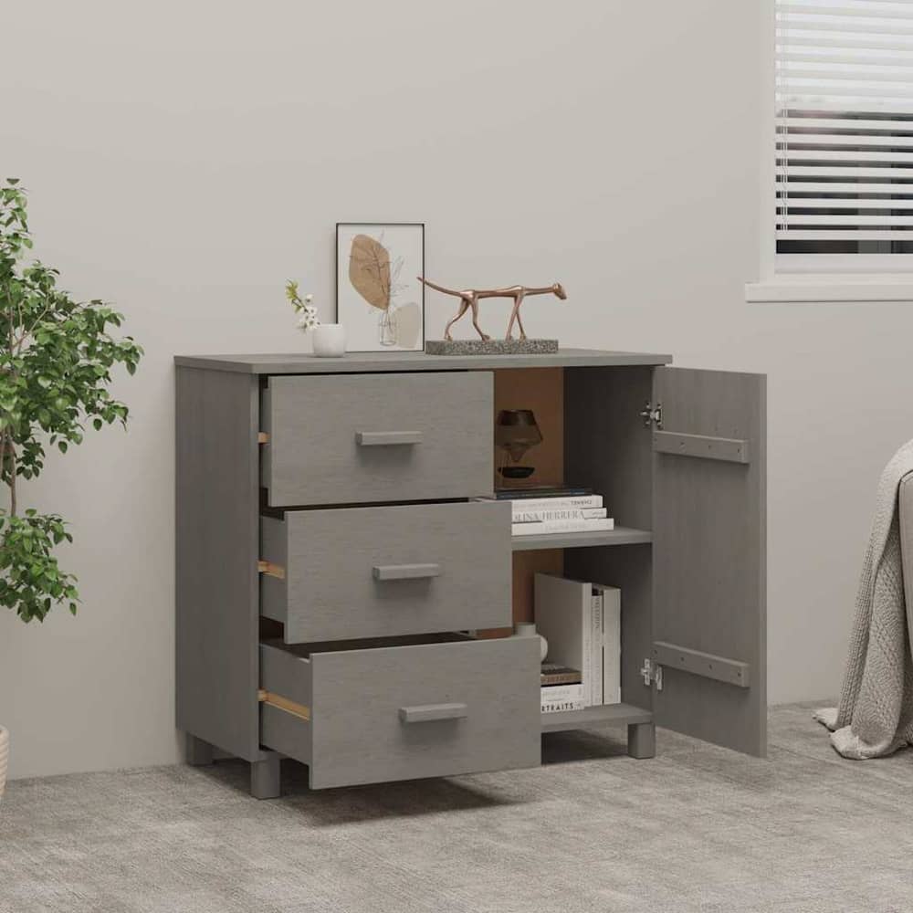 Sideboard "HAMAR" 90x40x80 cm Solid Pinewood Light grey