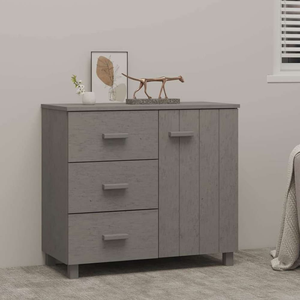 Sideboard "HAMAR" 90x40x80 cm Solid Pinewood Light grey