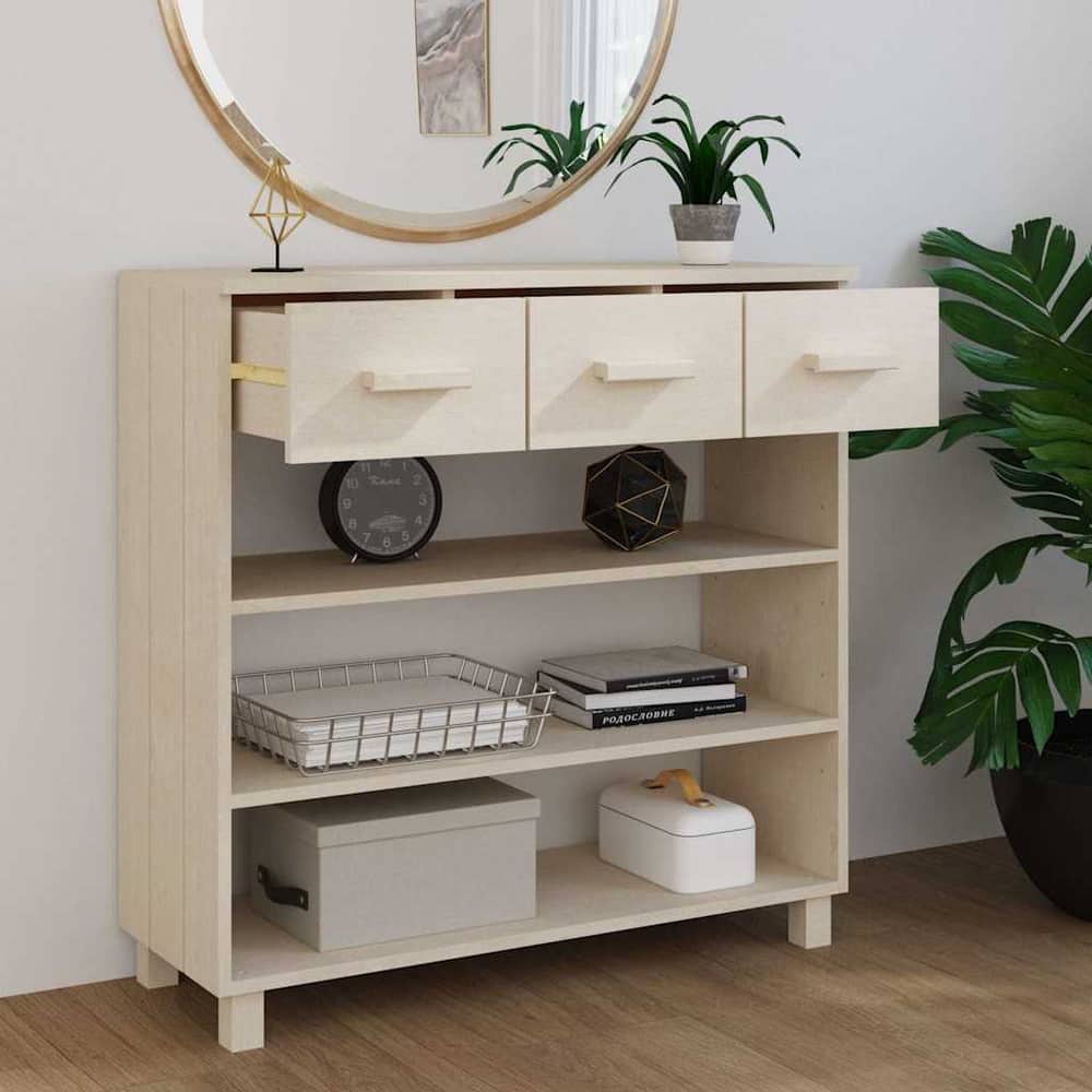 Console Table "HAMAR" Honey Brown Solid Wood Pine, image 3