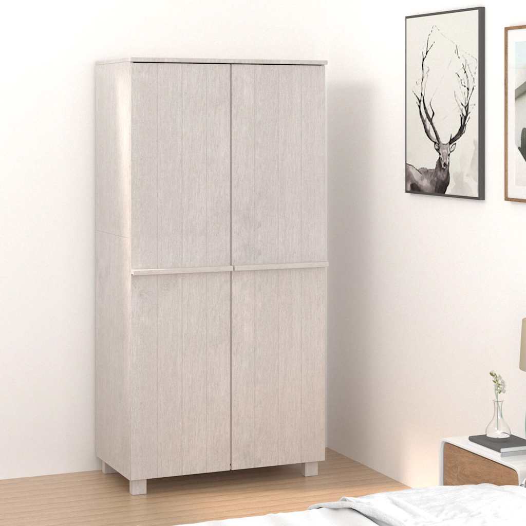 vidaXL Wardrobe "HAMAR" White 89x50x180 cm Solid Wood Pine 1