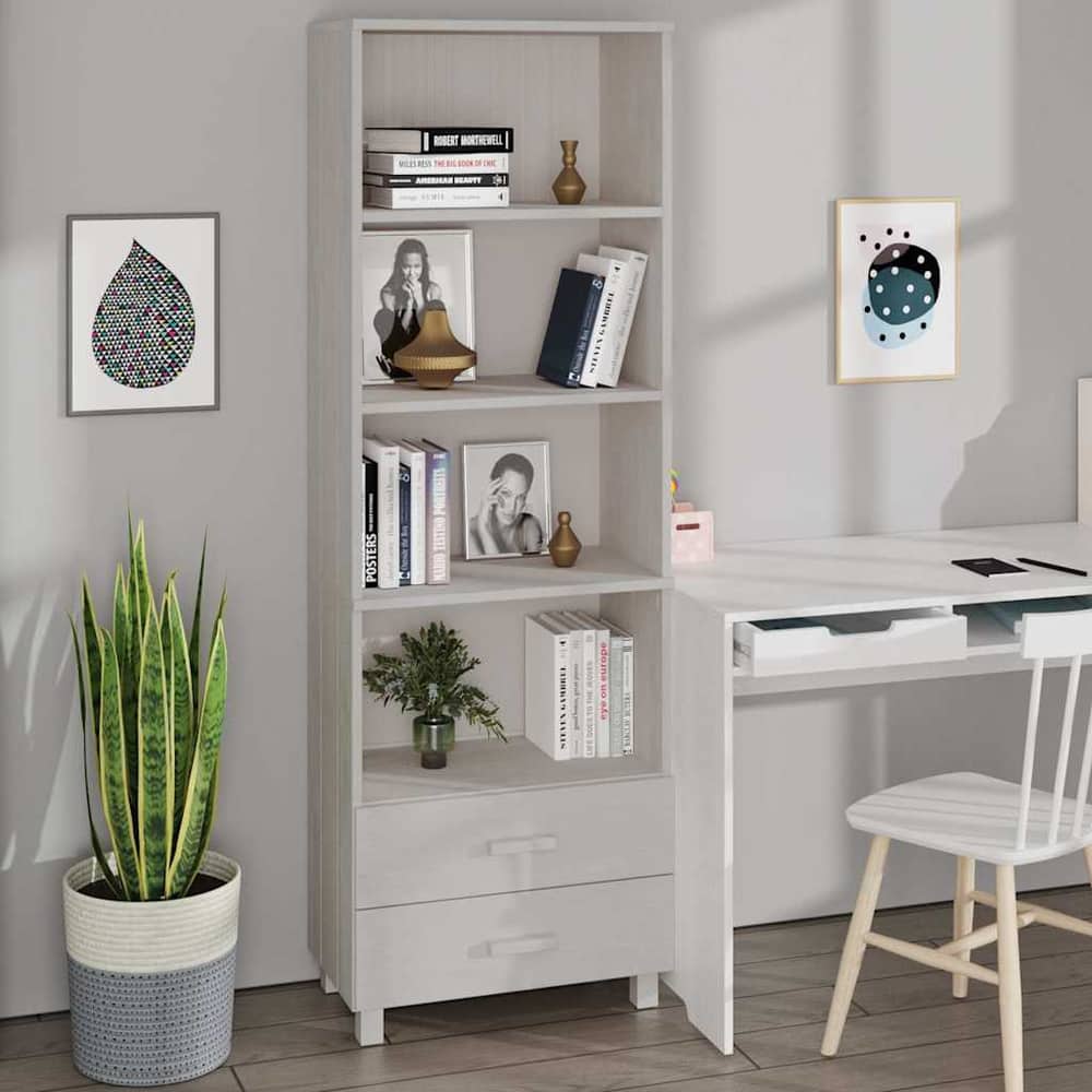 Highboard "HAMAR" 60x35x180 cm Solid Wood Pine White