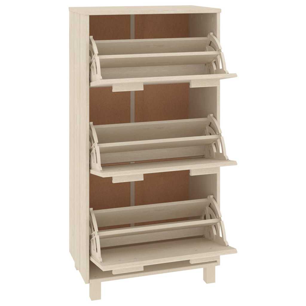 vidaXL Shoe Cabinet | Honey Brown | Solid pinewood, MDF, plastic | Medium 4