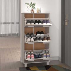 vidaXL Shoe Cabinet | White | Solid pinewood, MDF, plastic | Medium 6