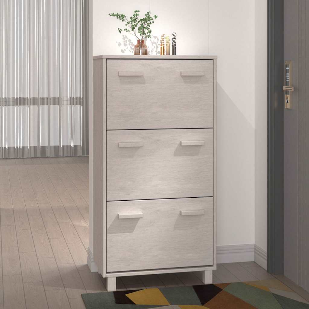 vidaXL Shoe Cabinet | White | Solid pinewood, MDF, plastic | Medium 1