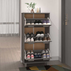 vidaXL Shoe Cabinet | Light grey | Solid pine wood, MDF, plastic | Medium 6