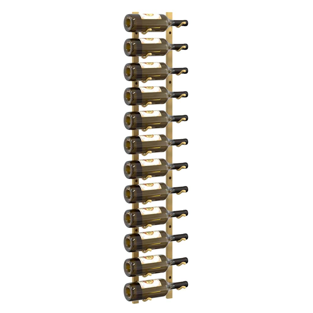 vidaXL Wall Mounted Wine Rack for 12 Bottles Gold Iron 4