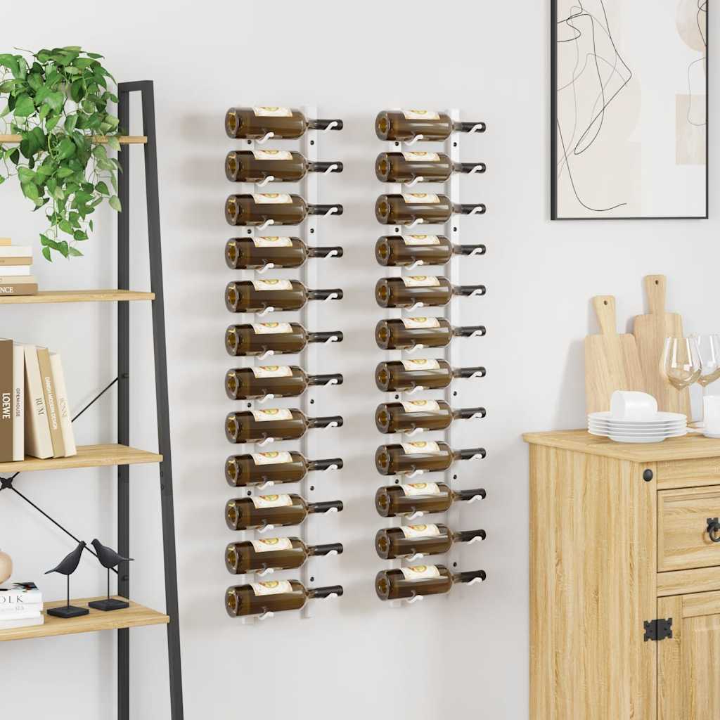 vidaXL Wall Mounted Wine Rack for 12 Bottles 2 pcs White Iron 3