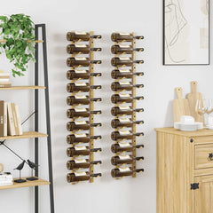 vidaXL Wall Mounted Wine Rack for 12 Bottles 2 pcs Gold Iron 3