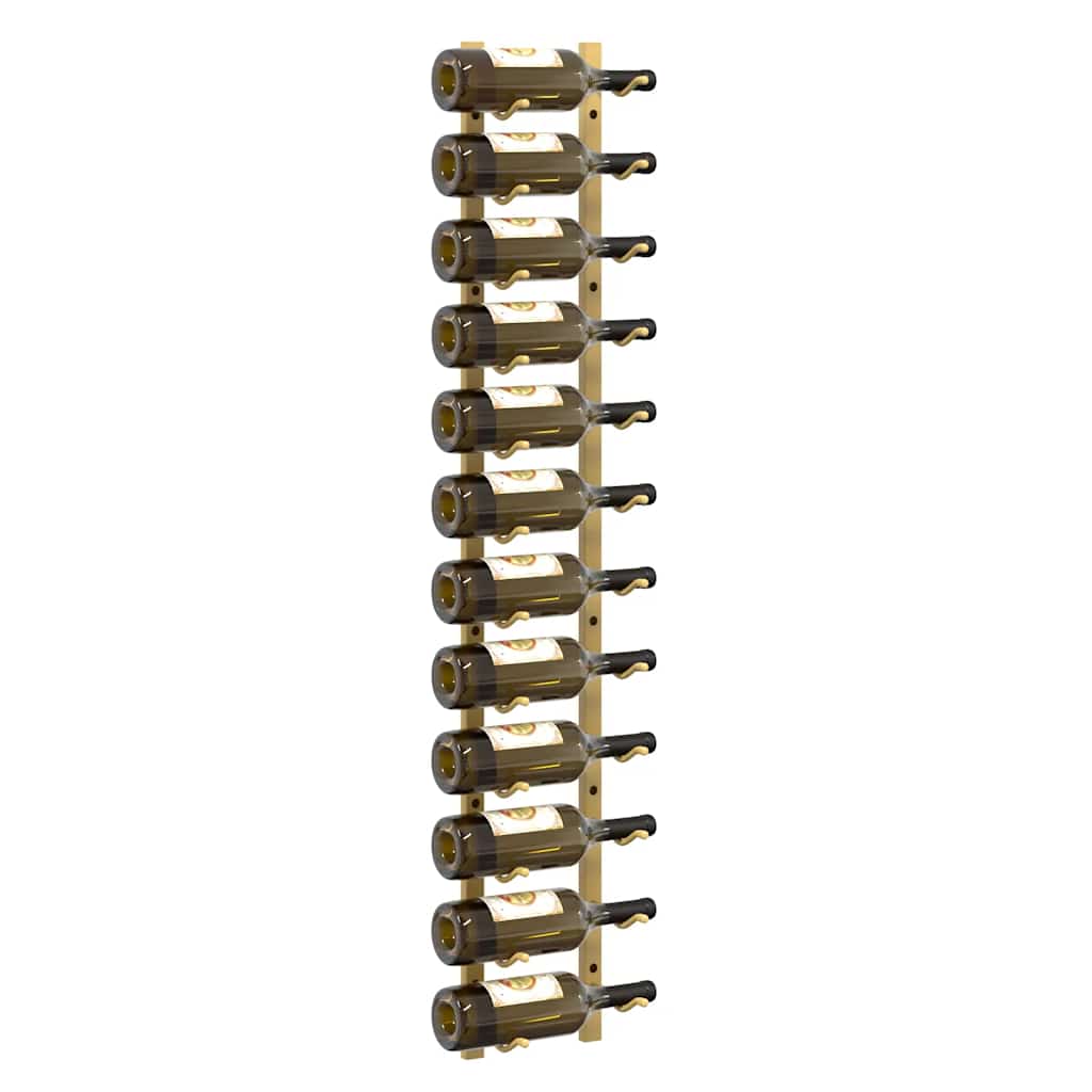 vidaXL Wall Mounted Wine Rack for 12 Bottles 2 pcs Gold Iron 4