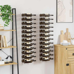 vidaXL Wall Mounted Wine Rack for 24 Bottles 2 pcs White Iron 3