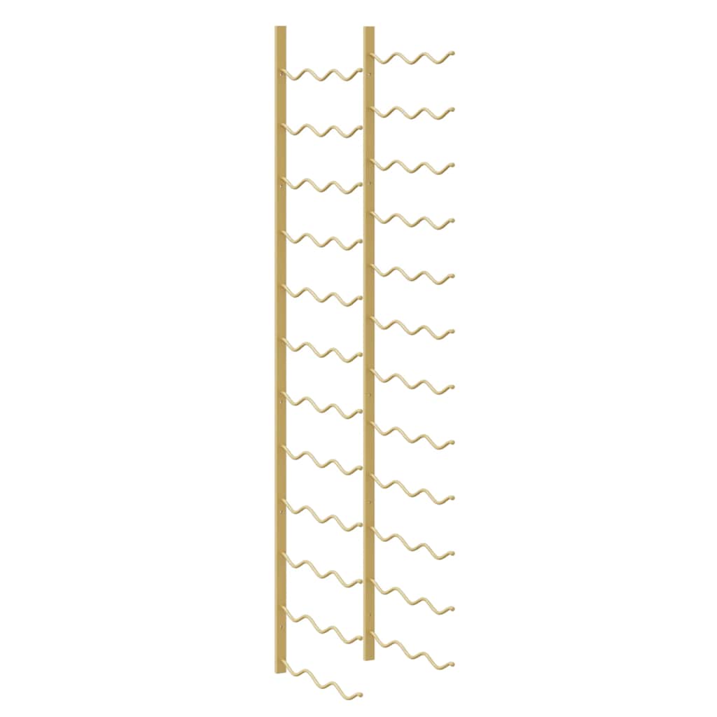 vidaXL Wall Mounted Wine Rack for 36 Bottles 2 pcs Gold Iron 5