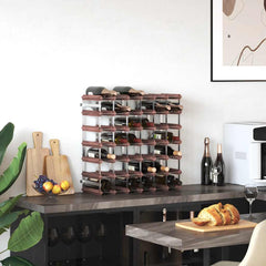 vidaXL Wine Rack for 42 Bottles Brown Solid Wood Pine 3
