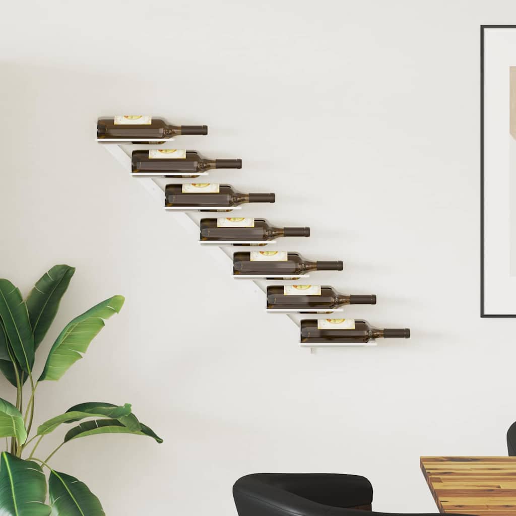 vidaXL Wall-mounted Wine Rack for 7 Bottles White Metal 1