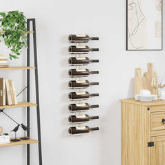 vidaXL Wall-mounted Wine Rack for 9 Bottles White Iron 3