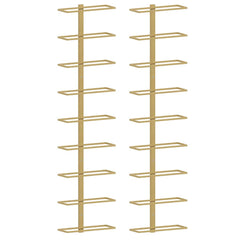 vidaXL Wall-mounted Wine Rack for 9 Bottles 2 pcs Gold Iron 2