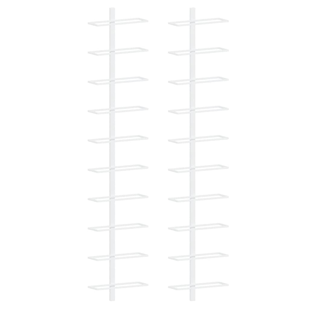 vidaXL Wall-mounted Wine Rack for 10 Bottles 2 pcs White Metal 2