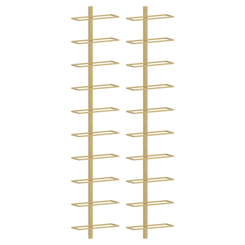 vidaXL Wall-mounted Wine Rack for 10 Bottles 2 pcs Gold Metal 2