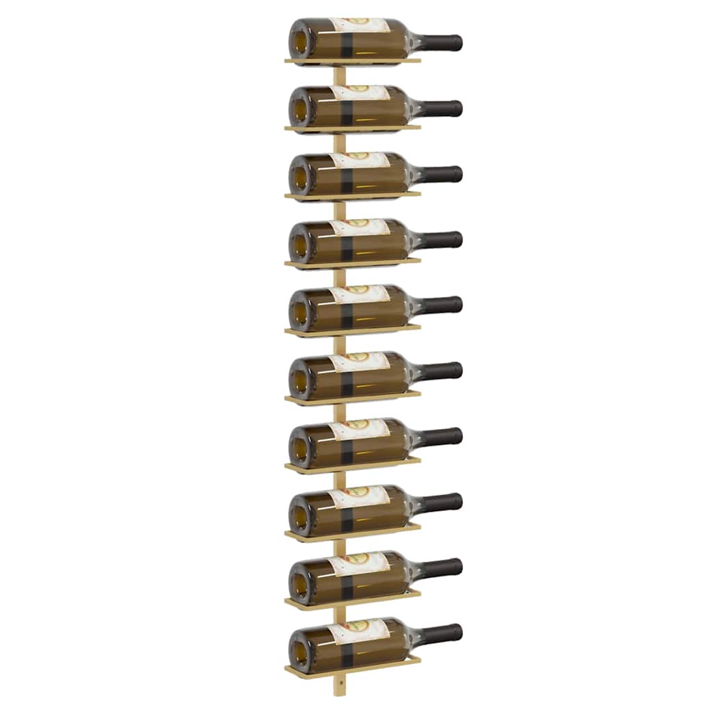 vidaXL Wall-mounted Wine Rack for 10 Bottles 2 pcs Gold Metal 4