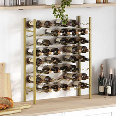vidaXL Wine Rack for 48 Bottles Gold Metal 3
