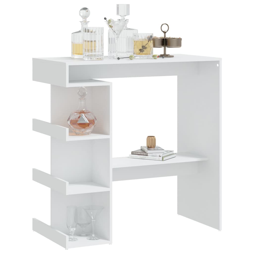 vidaXL Bar Table with Storage Rack White 100x50x101.5 cm Engineered Wood 4