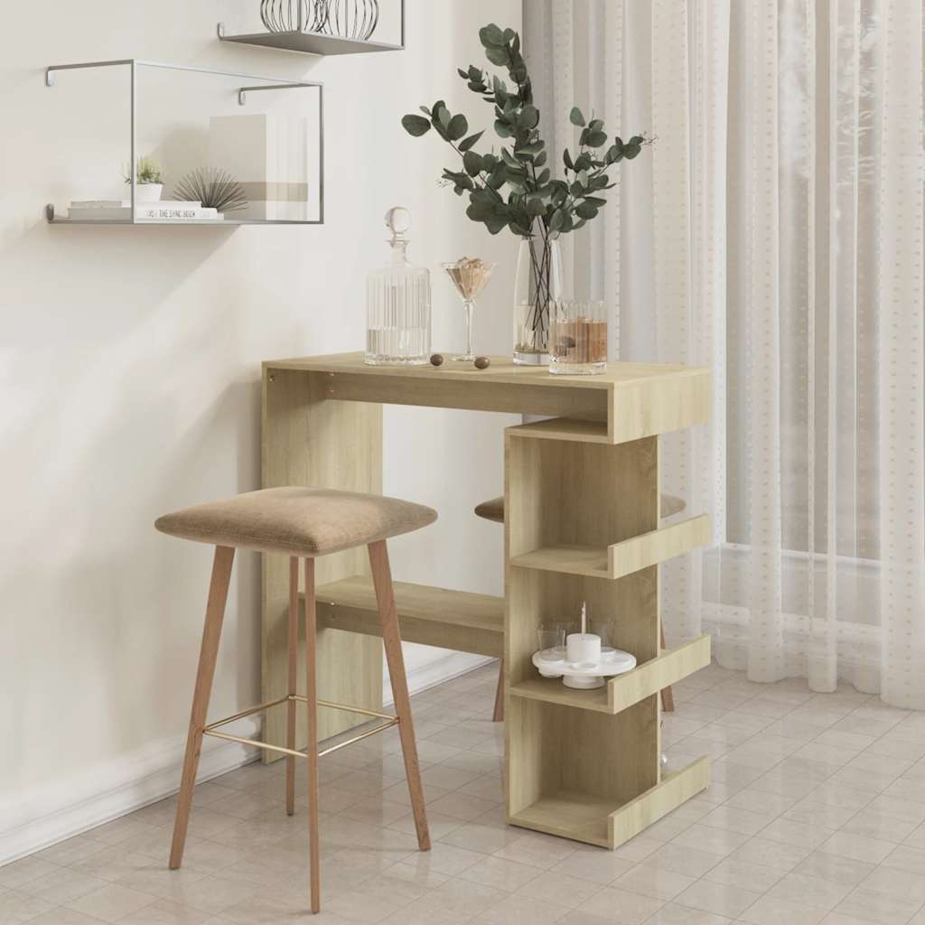 vidaXL Bar Table with Storage Rack Sonoma Oak 100x50x101.5 cm Engineered Wood 3
