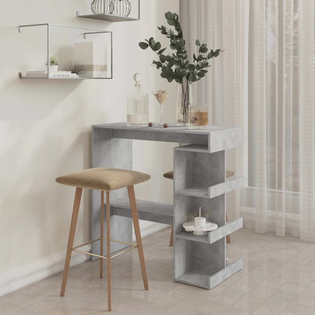 vidaXL Bar Table with Storage Rack Concrete Grey 100x50x101.5cm Engineered Wood 3
