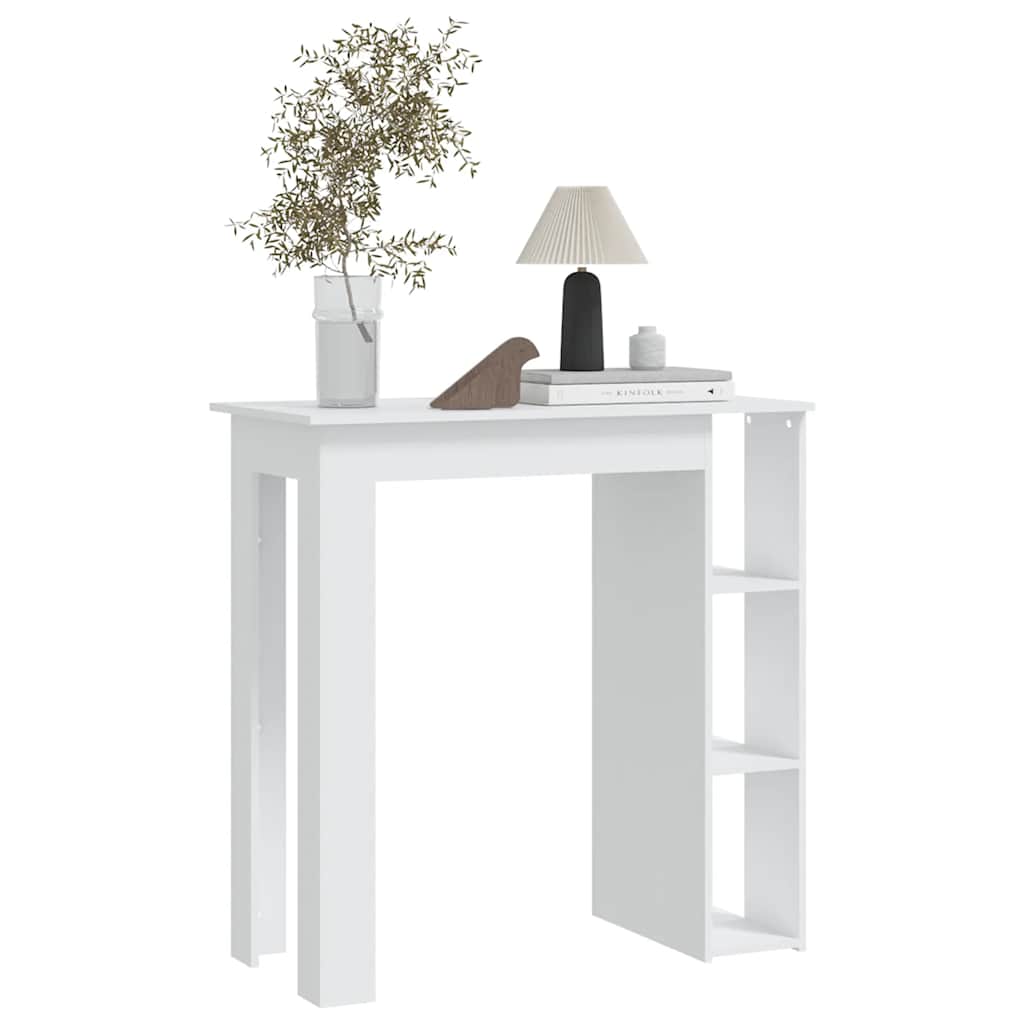 vidaXL Bar Table with Shelf White 102x50x103.5 cm Engineered Wood 5