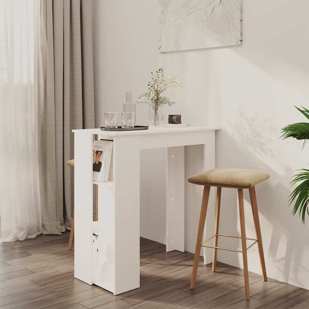 vidaXL Bar Table with Shelf White 102x50x103.5 cm Engineered Wood 1