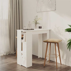 Bar Table with Shelf Engineered Wood in White