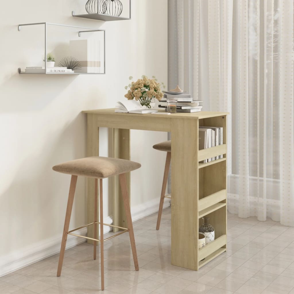 vidaXL Bar Table with Storage Rack Sonoma Oak 102x50x103.5cm Engineered Wood 1