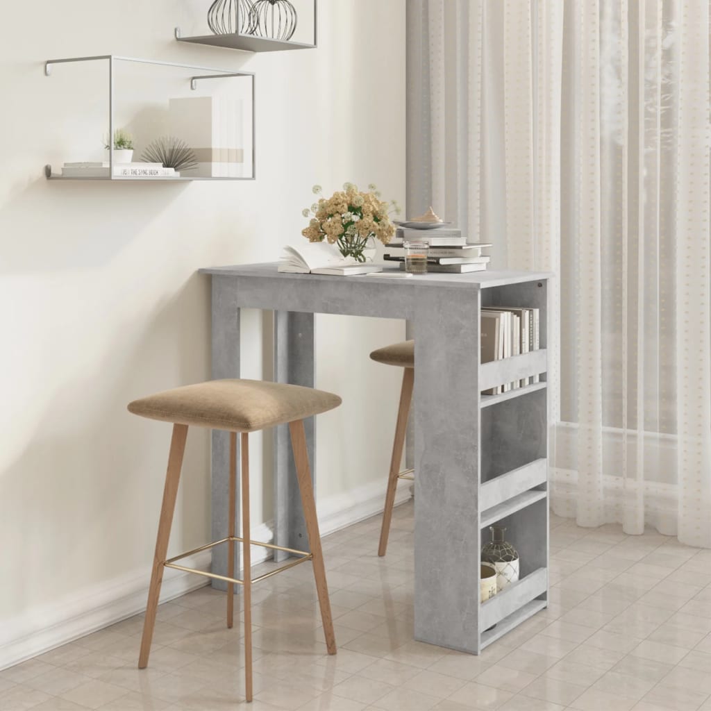 vidaXL Bar Table with Storage Rack Concrete Grey 102x50x103.5 cm 1