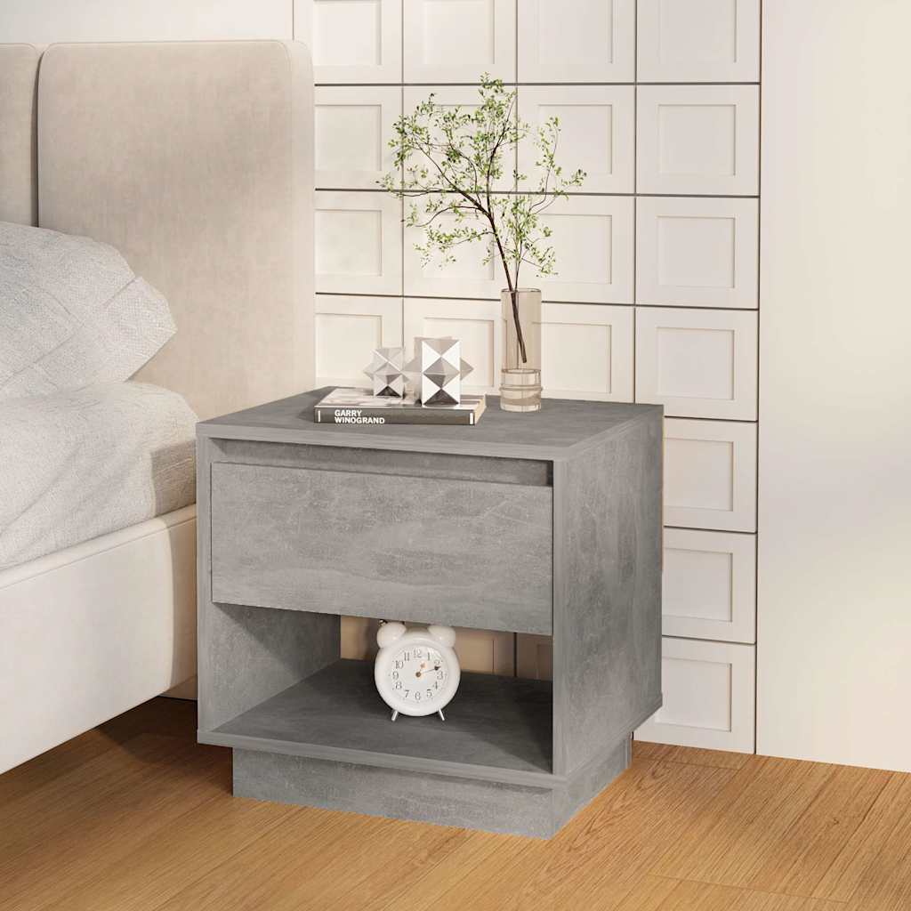 Nightstand Engineered Wood in Concrete Grey