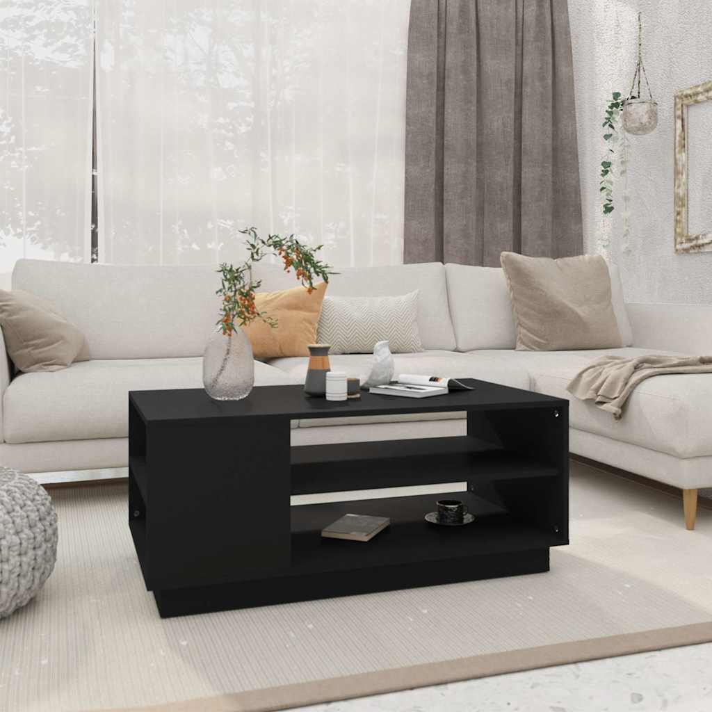 Coffee Table Engineered Wood Depth 55 cm Width 102 cm Black 43 cm