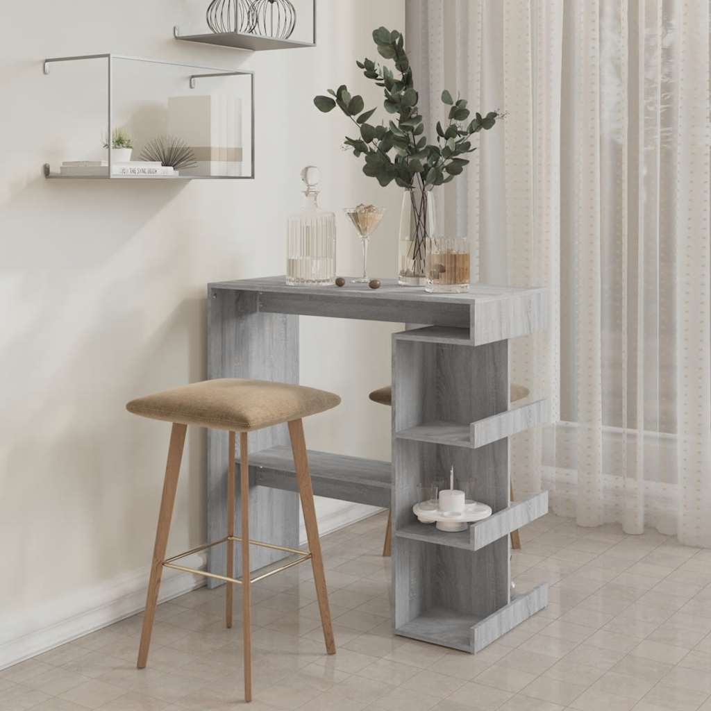 vidaXL Bar Table with Storage Rack Grey Sonoma 100x50x101.5 cm 3