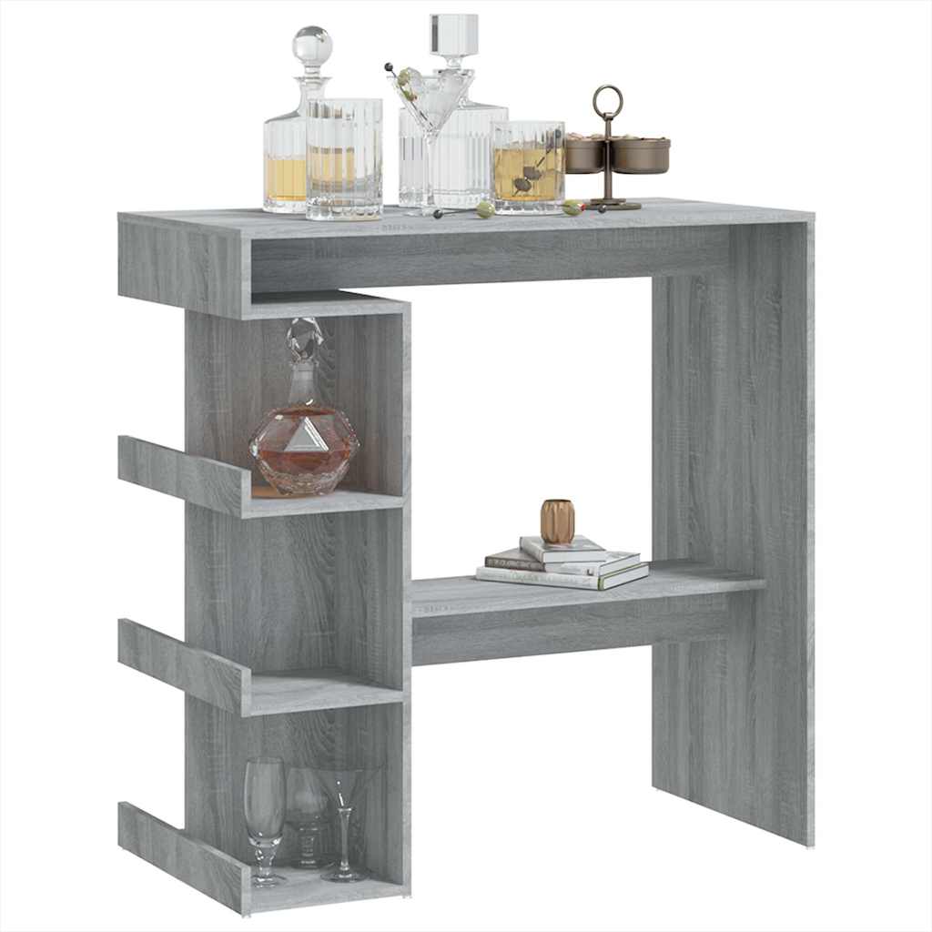 vidaXL Bar Table with Storage Rack Grey Sonoma 100x50x101.5 cm 4