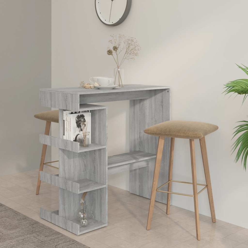 vidaXL Bar Table with Storage Rack Grey Sonoma 100x50x101.5 cm 1