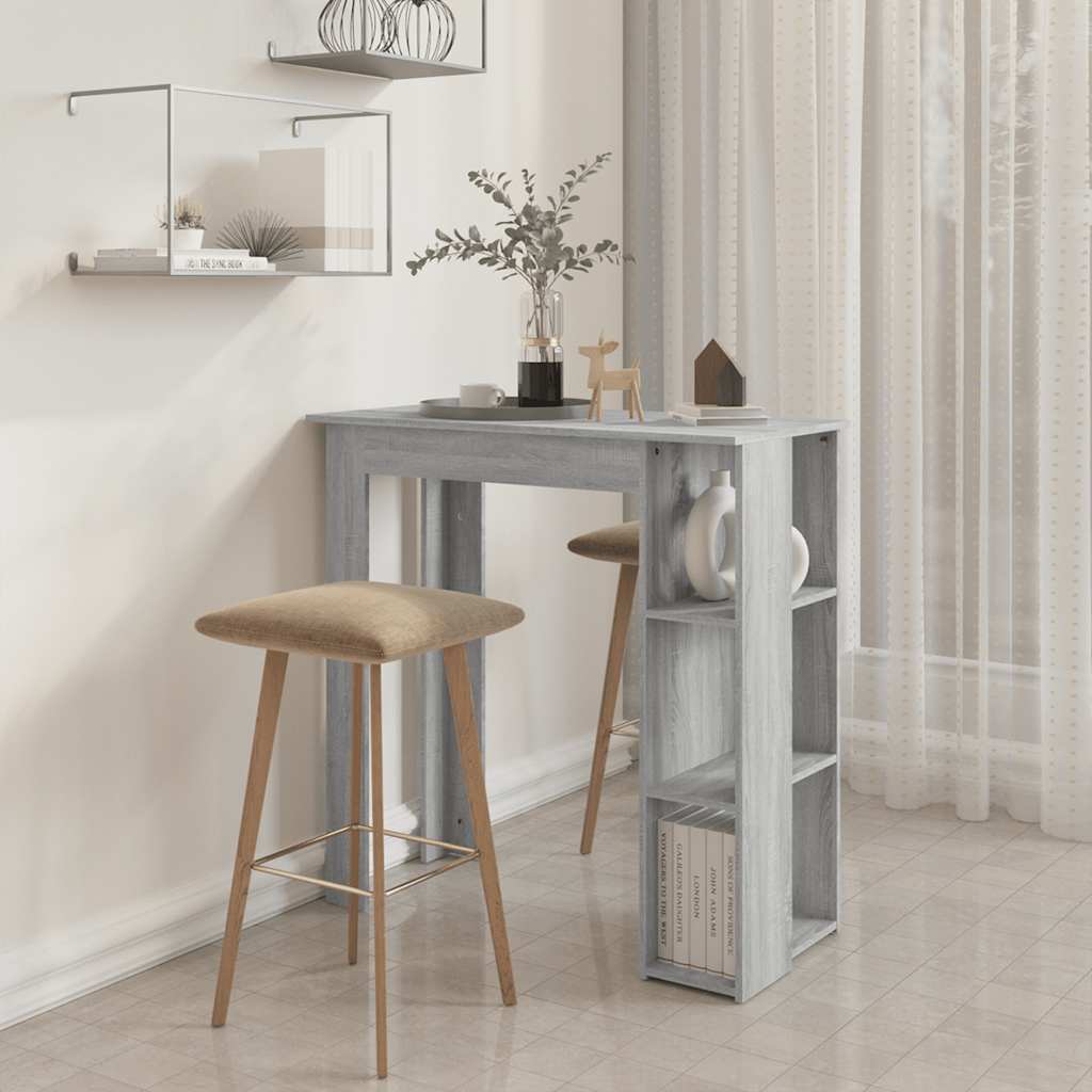 vidaXL Bar Table with Shelf Grey Sonoma 102x50x103.5 cm Engineered Wood 6