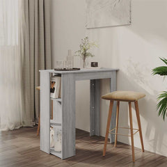 Bar Table with Shelf Engineered Wood in Grey Sonoma