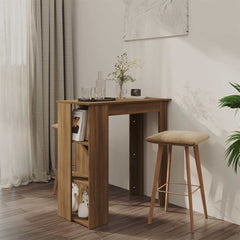 Bar Table with Shelf Engineered Wood in Brown Oak