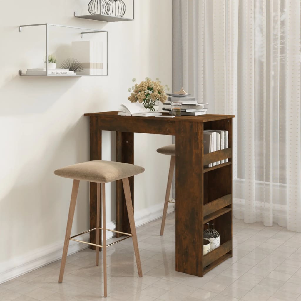 vidaXL Bar Table with Storage Rack Smoked Oak 102x50x103.5cm Engineered Wood 1